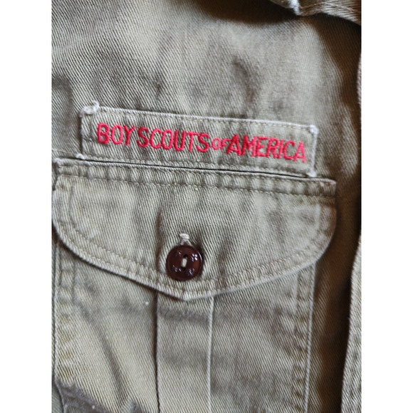 Vintage Boy Scouts of America Official Shirt Sanforized Neck Olive Green READ #2 - Picture 6 of 11